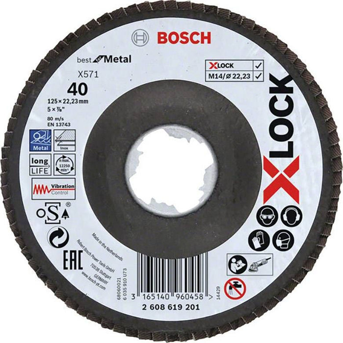 Bosch X-LOCK Lokšņveida 125mm P40 izliekts [2608619201]