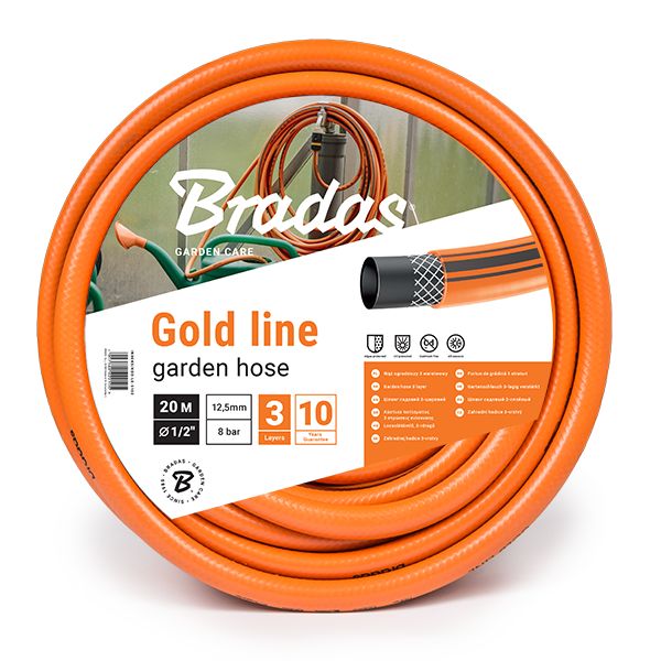 Dārza šļūtene GOLD LINE 3/4" 20m, ORANŽA BRADAS [WGL3/420]