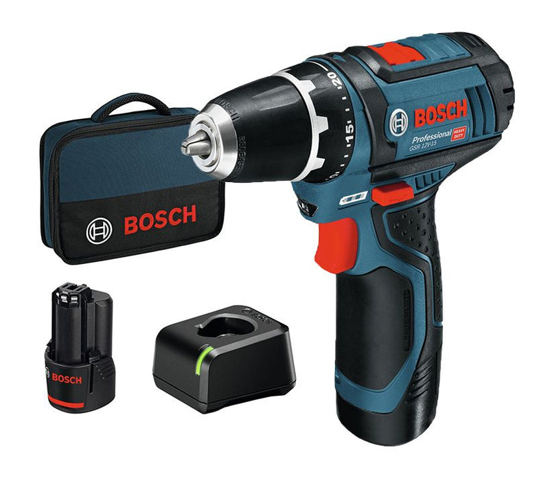 Skrūvgriezis Bosch GSR 12V-15, Akum (2x2.0Ah) [060186810F]