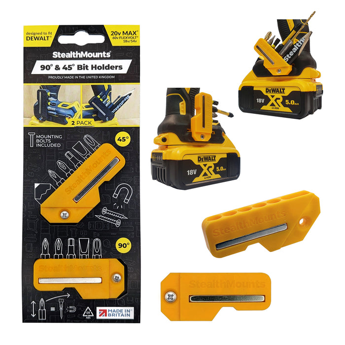 Bitu turētājs 45°,90° Dewalt instrumentiem 2gb StealthMounts BH-DW-4590-YLW