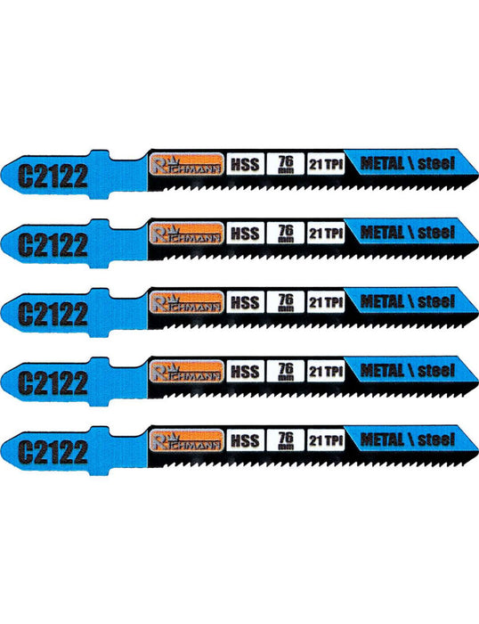 Figūrzāģa asmeņi metālam HSS 75mm 21TPI, 5 gab., Richmann C2122